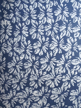 
Block Printed White Flowers
on blue