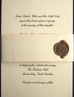 
Letterpressed Wedding Invitation  with custom wax seal
