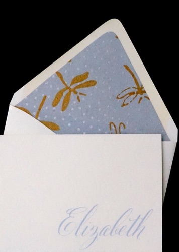 
Luxe folded note card 
Indian cotton Dragonfly lining